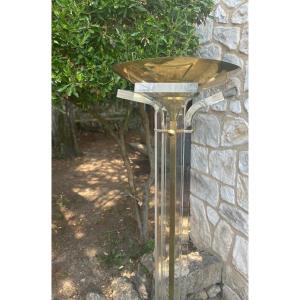 Lampadaire En Plexiglass Et Laiton Doré  Epoque XX EME Siecle
