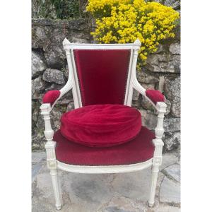 Cabriolet Armchair In Carved Wood Louis XVI Style 20th Century 