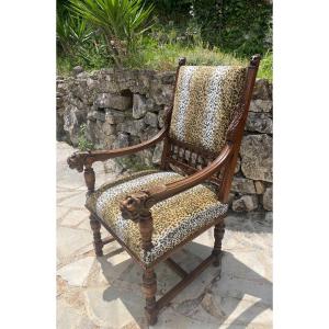 Walnut Armchair Louis XIII Style 19th Century 