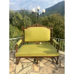 Louis XVI Style Carved Solid Wood Bench, 19th Century