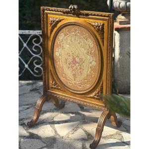 19th Century Carved Gilded Wood Fireplace Screen 