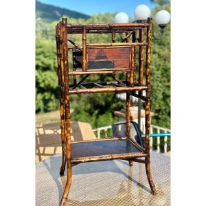 Natural Bamboo Magazine Rack, Stained, Late 19th Century 