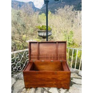 Anglo-indian Solid Teak Chest Circa 1880 