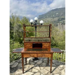 Flamed Mahogany Stepped Desk, Second Half Of The 19th Century 