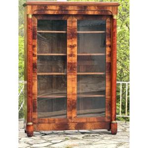 19th Century Empire Style Mahogany Display Cabinet / Bookcase