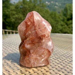 Hematoid Quartz Crystal Flame Sculpture.