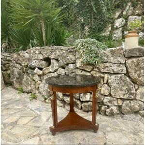 Mahogany Pedestal Table Return From Egypt 20th Century.