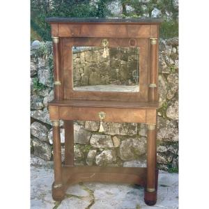 Small Bonheur Du Jour In Mahogany And Mahogany Veneer From The Empire Period, 19th Century.