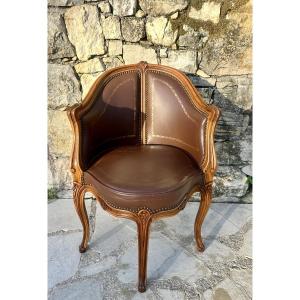 Louis XV Style Desk Armchair In Natural Wood 19th Century.