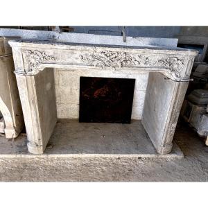 18th-century Limestone Fireplace