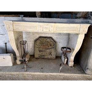Louis XVI Style Limestone Fireplace