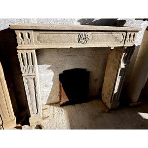 Louis XVI Style Limestone Fireplace