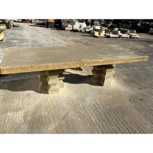 Re-edition Of A 17th-century Stone Table In Limestone