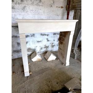 Simple 19th-century Limestone Fireplace