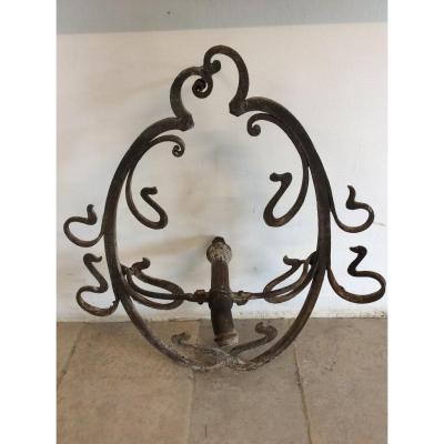 Very Beautiful Degueuloir De Fontaine In Wrought Iron