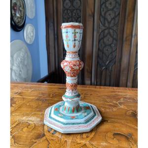 Porcelain Candlestick With Famille Verte Enamels, 18th Century, China, Qianlong Period