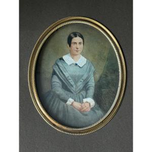 Miniature Gouache On Ivory, Hand-painted, 19th Century