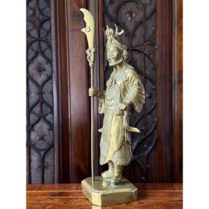 Standing Bronze Warrior Statue- Erlang Shen, China, Late 19th Century
