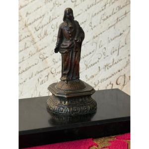 Bronze Figurine Paperweight Of Napoleon I, Marble Base, 19th Century