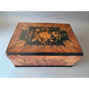 Rosewood And Burl Marquetry Box - Napoleon III Period, 19th Century