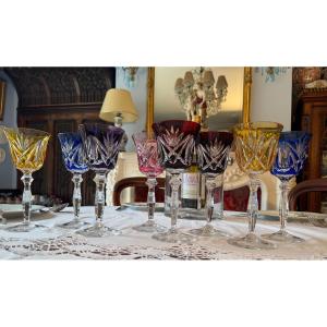 Crystal Radiance – Nachtmann Colored Hand-cut Crystal Glasses – Germany – 20th Century