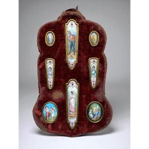 Limoges Enamels On Copper - 8 Collectible Miniatures - 19th Century
