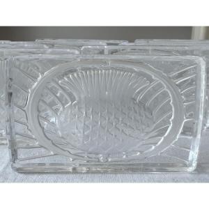 Lalique - Set Of 10 Lalique Crystal Knife Rests - Art Deco - Scottish Thistle Motif
