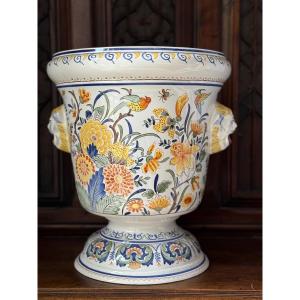 Plant Pot From The Geomartel Factory, Desvres, Hand-painted - Delft Decoration