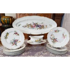 Haviland, Limoges — “calanques” Fish Service, A 14-piece Polychrome Decorative Suite