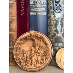 Ceruse Plaster Frame - XIXᵉ Century, Circa 1880 - High Relief, Brass Hooping