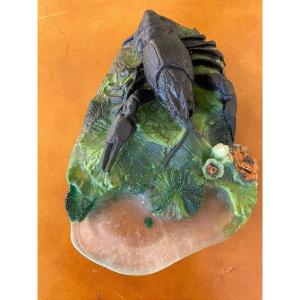 H. Bergé Glass Paste Trinket Tray