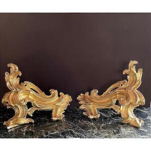 Gilt Bronze Andirons
