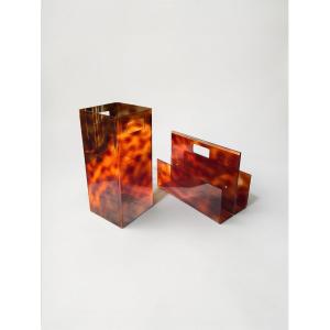 Magazine Rack & Umbrella Stand Duo "tortoise Shell", Michel Dumas