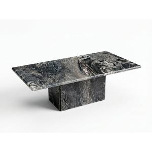 Sculptural Coffee Table In Black And Grey Marble, Postmodern Design (1970s-80s)