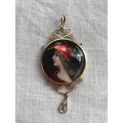 Gold And Enamel Pendant