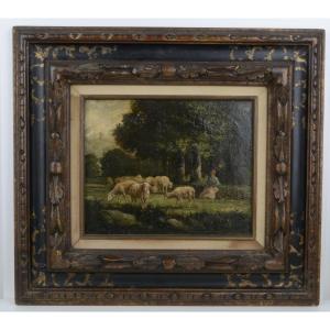 Sheep In The Pasture - Charles Jacque 1813-1894
