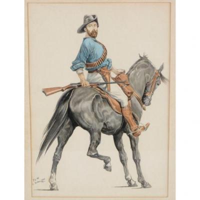 Mounted Kiwi Riffleman - E. Keller Early 20th Century