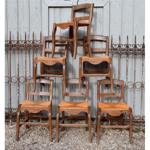 Set Of 6 Straw-seated Chairs