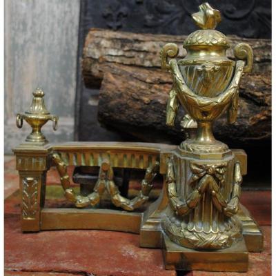 Pair Of Bronze Andirons Louis XVI Style