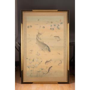 Large Asian Silk Painting
