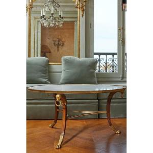 Large Coffee Table In Gilt Bronze By Rinck