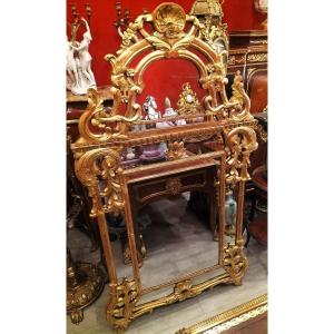 Important Regency Mirror In Gilded Wood, Late 18th Early 19th Century