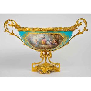 Sèvres Painted Porcelain Planter With Gilded Bronze Mount, Napoleon III Period 