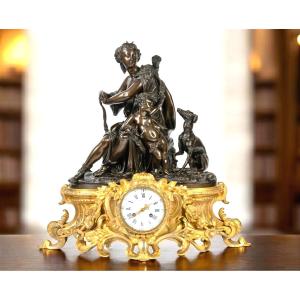 Important Gilt And Patinated Bronze Clock, Napoleon III Period 