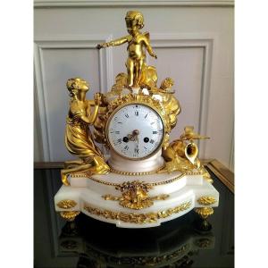 Louis XVI Style Marble And Gilt Bronze Clock, 19th Century 