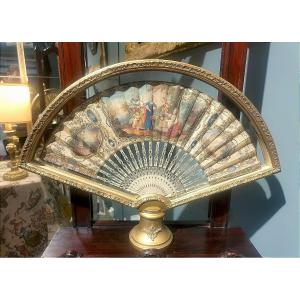 An 18th-century Fan In A Gilded Wooden Case