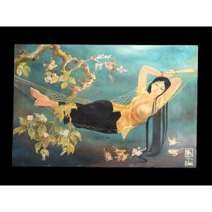 Vietnamese School Le Chanh Lacquer Panel