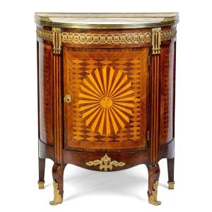 Small Half-moon Marquetry And Gilt Bronze Sideboard, Early 20th Century