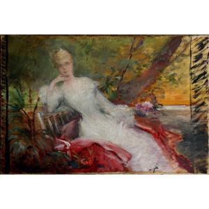 Alexandre-francois Bonnardel : "lady In The Garden"