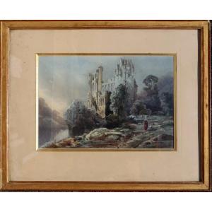 C. Lahaute (?) : "large Romantic Watercolor In The Ruins"